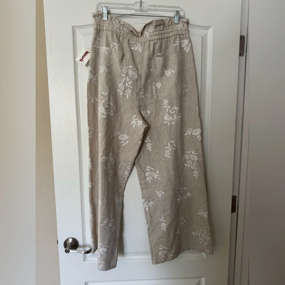 NWT House of Harlow 1960 - Tan Floral Wide Leg Pants - Picture 2 of 10